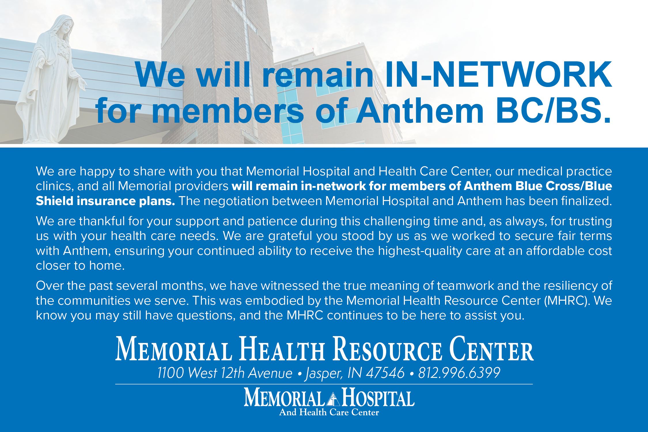 Memorial Hospital And Health Care Center Anthem Medical